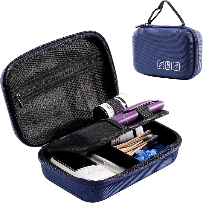 ProCase Diabetes Travel Case for Diabetic Supplies -Navy, Small | Hard Storage Bag for Glucose Meter, Insulin Pen, Test Strips, Syringes, Needles & More; Organizer for Diabetic Care Kits