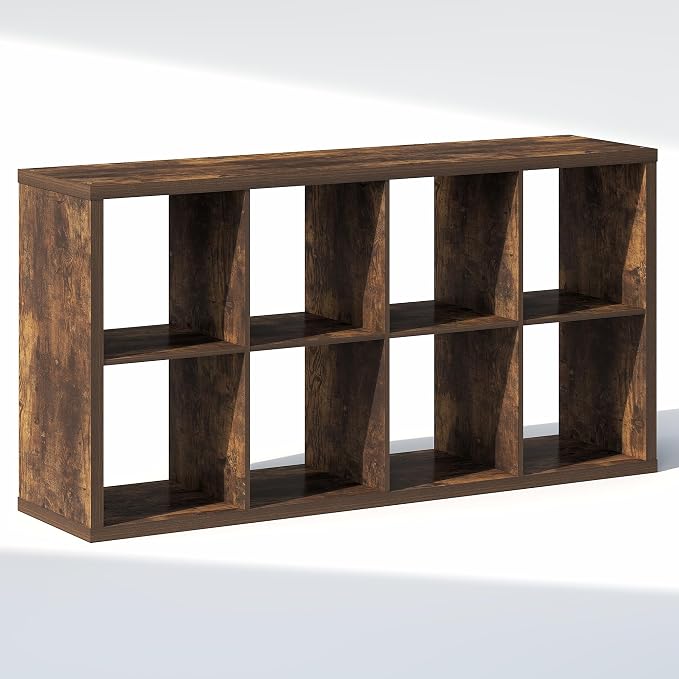 Furinno Cubic Extra Thick 8-Cube Closet Organizers and Storage, Amber Pine | 14.6 x 30 x 58 in, Open Shelf Closet Storage, Closet Organizer, for Wardrobe, Bedroom, Living Room