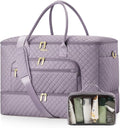 Travel Duffle Bag, Wide Open Large Weekender Bag for Women with Shoe Compartment, Carry on Overnight Bags with Toiletry Bag, Hospital Bag for Women Labor Delivery with Wet Pocket (Purple Grey)
