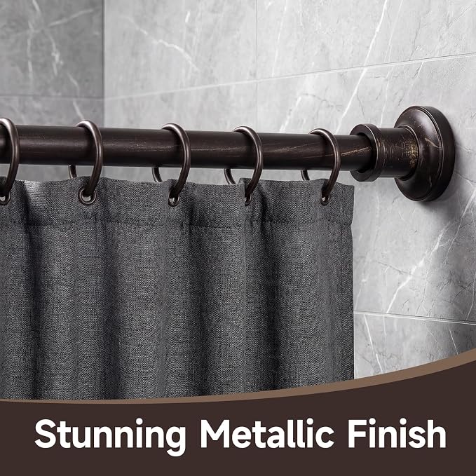 BRIOFOX Bronze Tension Curtain Rod 24 to 64 Inch(2-5.3ft) - Spring Tension Shower Curtain Rod, No Drilling Bronze Tension Rod for Curtains Windows Closet Kitchen
