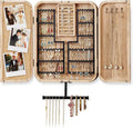 Pinzoveco Hanging Jewelry Organizer, Wall Mounted Jewelry Organizer for Earring Holder Organizer, Jewelry Cabinet Holder Jewelry Storage Box for Earrings, Necklaces, Bracelets, Ring Holder