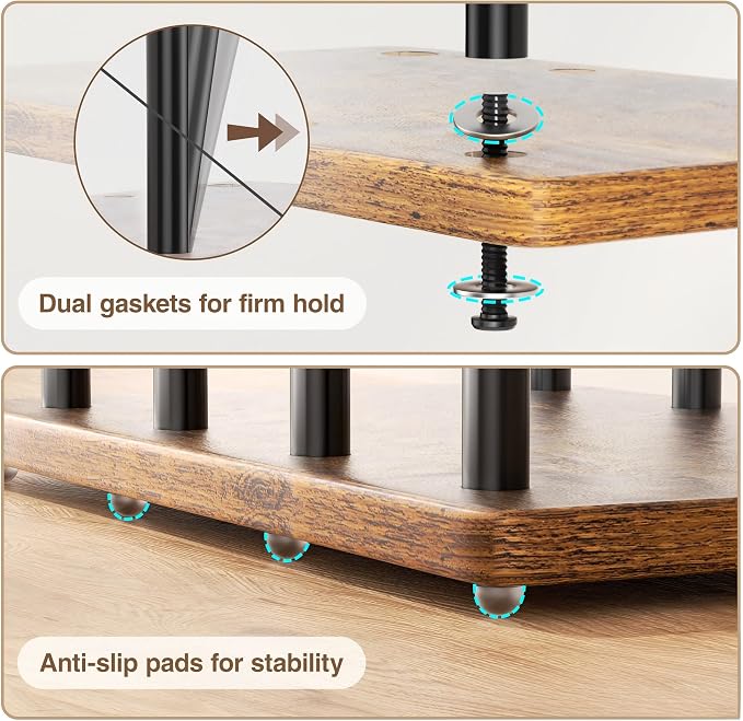 pickpiff Boot Rack 8-Pair Cedar Ball End Boot Rack Shoe Organizer Free standing Metal Holder with Wood Base