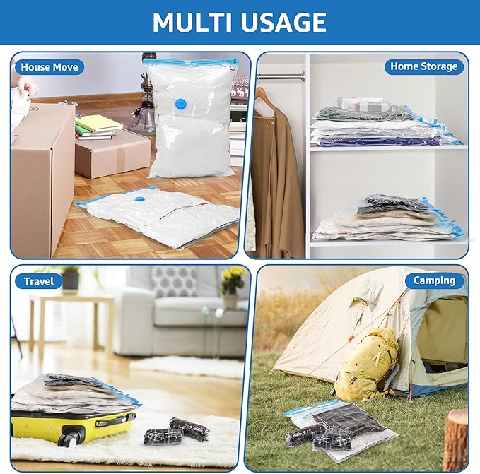 Simple Deluxe 20 Pack Vacuum Storage Bags, Space Saver Bags with Hand Pump, Vacuum Seal Bags for Clothing, Comforters, Blankets, Bedding, Pillows (4 Jumbo/4 Large/4 Medium/4 Small/4 Roll M)