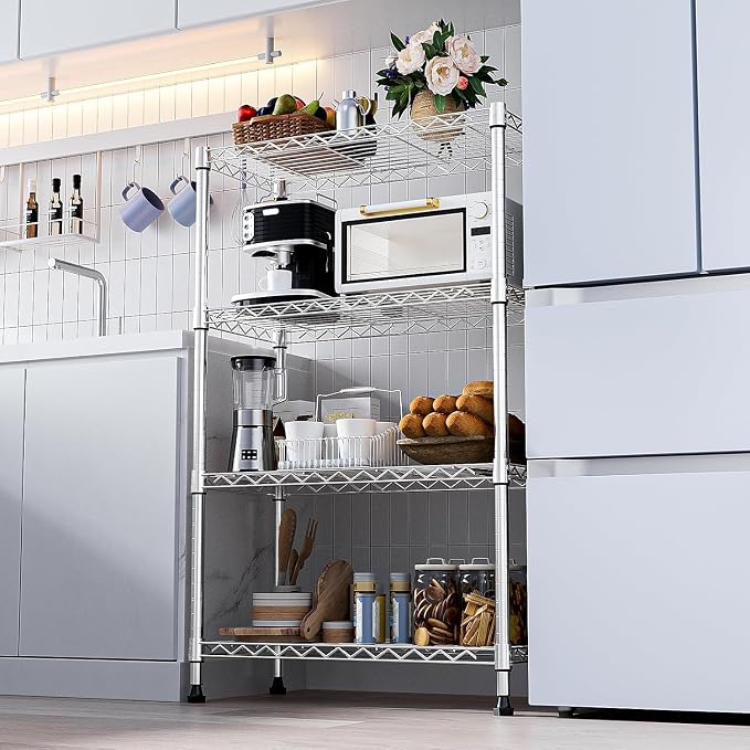 Xcity Storage Shelves, 4 Tier Heavy Duty Metal Shelving Unit, 1600 LBS Adjustable Steel Wire Shelf for Commercial, Pantry, Kitchen, Garage, 14" D x 36" W x 54" H, Chrome