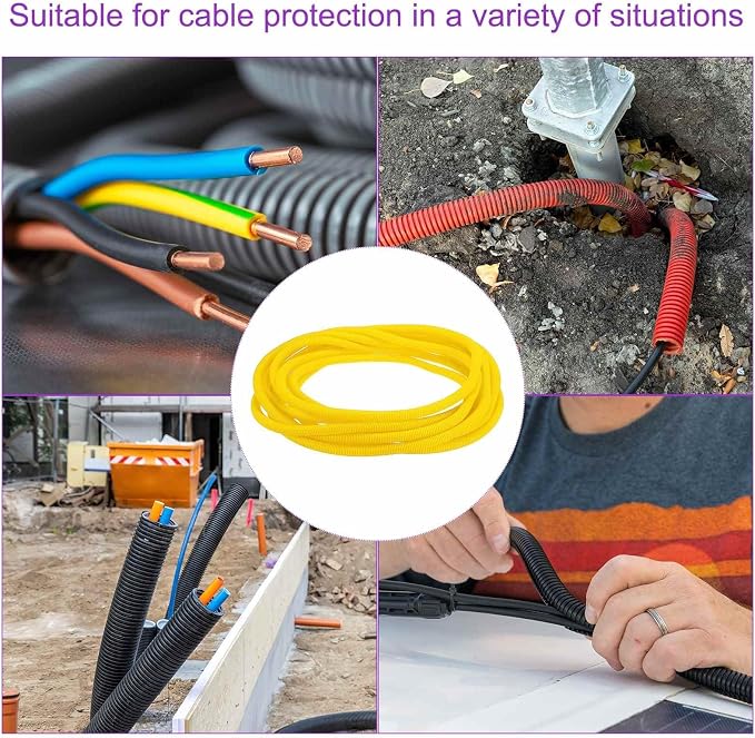DMiotech 20ft Wire Loom Split Tubing 3/4 Inch(19.1mm) ID, Cord Protectors from Pet Flexible Conduit Cable Management for Office Home Garden, Yellow
