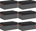 GhvyenntteS Small Fabric Storage Bins with Handles 6 Pack, 11.8" x 7.87" x 5.11" Storage Baskets for Shelves, Baskets for Organizing Clothes Underwear Socks Hats DVDs (Grey/Black)