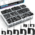 mxuteuk 630PCS Cable Clips with Steel Nails,4/5/6/8/10mm Round and 5/6mm Square Black Cable Wire Clips,Wall Clips for Cords,Cable Cord Clips for RG6 RG59 CAT6 RJ45