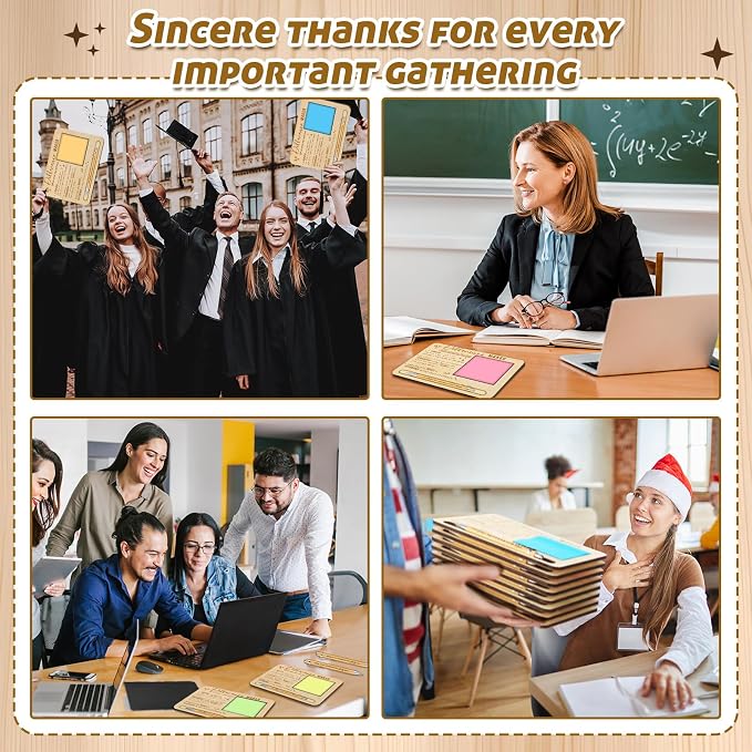 Kosiz 10 Set Difference Maker Appreciation Gifts Bulk for Employee Coworkers Wooden Inspirational Sticky Note Holder Set Thank You Appreciation Gifts for Team Staff Teachers Boss Nurse
