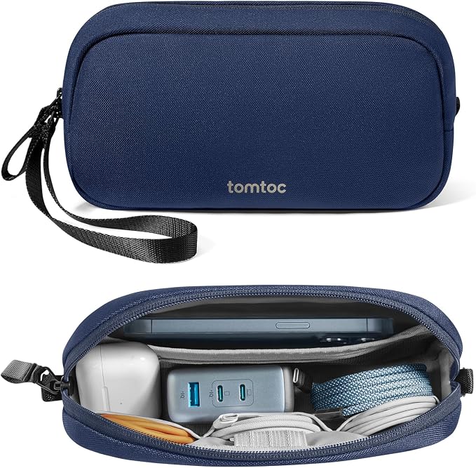 tomtoc Electronics Organizer Travel Case, Cable Organizer for Essentials | Water Resistant Tech Pouch Accessories Travel Bag Carry Storage for Cord, Phone, Cables, Airpods, USB Drive, Daily Items