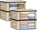 Fab totes 35L Closet Organizers and Storage, Foldable Under Bed Storage Containers, Storage bags for Organizing Bedroom, Closet, Clothing,Organization with Handle (4 Pack,Beige)