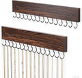 Lolalet Wooden Necklace Holder for Wall with 15 Hooks -2 Set, Brown | Wall Mount Jewelry Hangers for Necklaces, Chains, Bracelets and Earrings, Tangle-free, Easy to Install