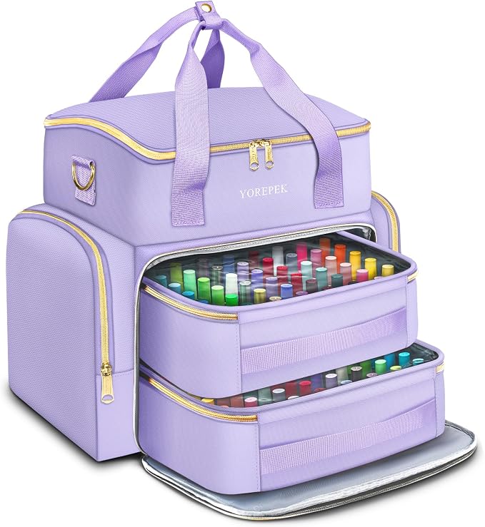YOREPEK XL Nail Polish Organizer Holds 96 to 100+ Bottles, Lavender Purple | Gel x Nail kit Bag with 2 Removable Pouches Fits Nail Suppiles, UV lamp, Gifts for Manicurist, Women