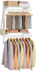 SONGMICS HOME Closet System, Closet Insert Organizer, 2 ft, Adjustable Metal Shelving Unit with 2 Hanging Rods, 2 Shelves, and Hooks, for Pantry Mudroom Garage Basement, Cloud White URGR030W01
