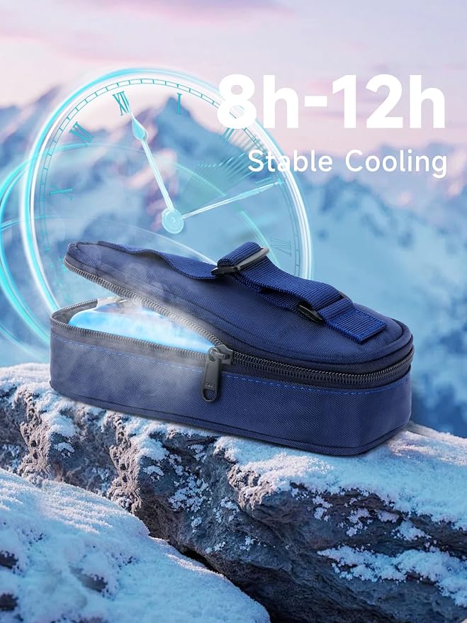 YOUSHARES Insulin Vials Cooler Travel Case - TSA Approved Diabetic Med & peptide Vial Cooling Bag with Protective Ice Brick, Refrigerated Diabetes Supplies Organizer, Small Bottle Carrying Storage