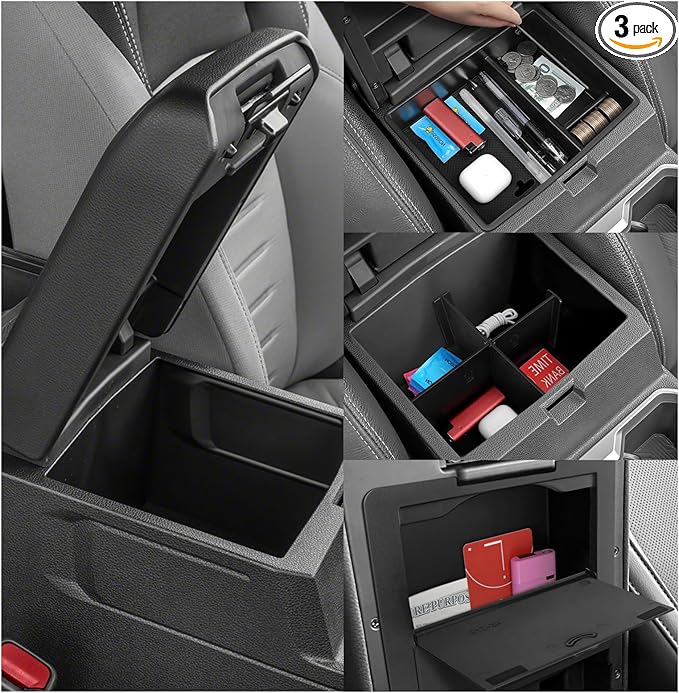 YOJOJOCO 3PCS Center Console Organizer Compatible with Toyota 2024 2025 2026 Tacoma Accessories Center Console Dividers Organizer Hidden Storage Box