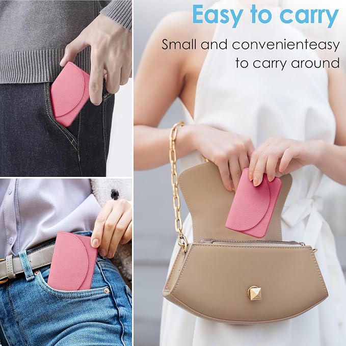 Business Card Holder，PU Leather Business Card Case Color Printing Pattern Card Holder Wallet，Pockets Magnetic Credit Card Holders for Men and Women，Pink