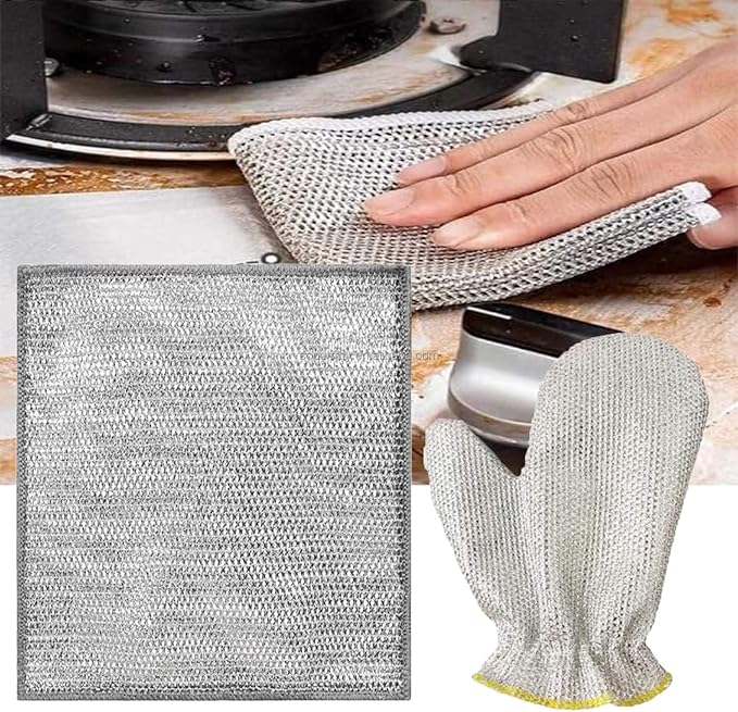 2024 New Non Scratch Wire Dishcloth, cleaning cloth,Soft Wire Dishwashing Rags Safe for Non-Stick Cookware, Scrubs & Cleans for Dishes, Sinks,Stove Tops, Easy Rinsing, Durable