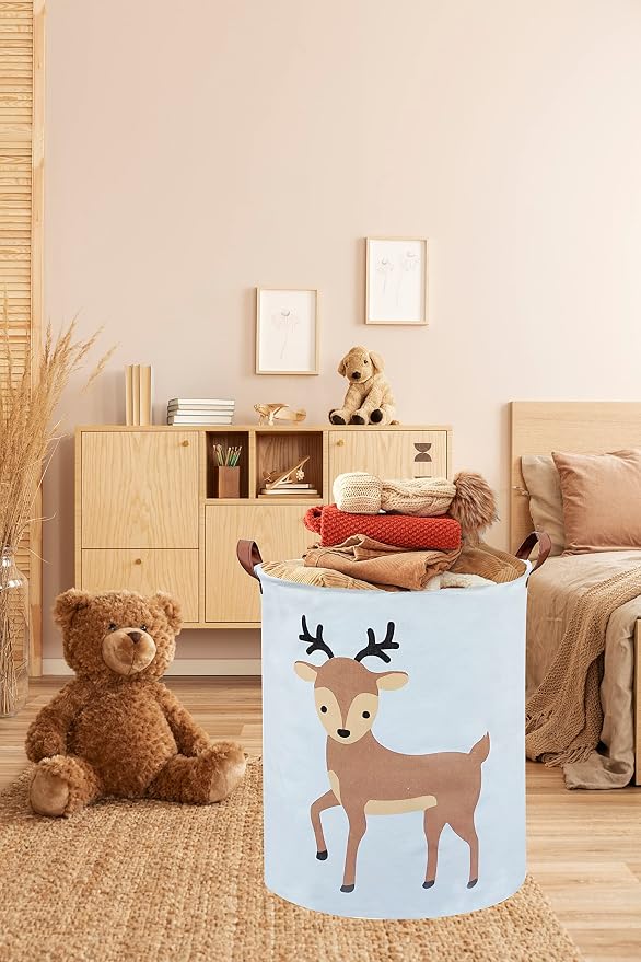 Kids Laundry Basket,Deer Laundry Hamper Collapsible Baby Storage Baskets for Boy Room Decor,Nursery Hamper,Toy Organizer,(Deer)