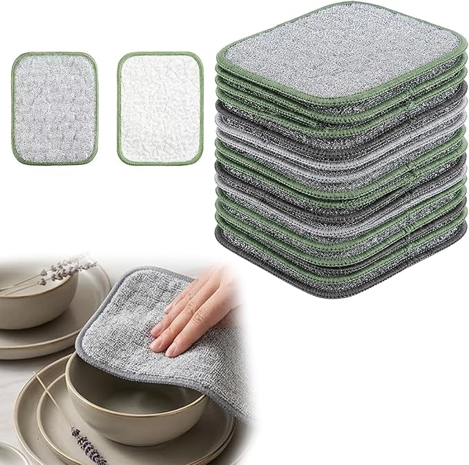 30PCS Double Side Non Scratch Wire Dishcloths,Reusable Multipurpose Wire Dishwashing Rags for Wet and Dry,Reusable Metal Scrubbing Pads Sponge Cloths for Kitchen, Sinks, Pots, Pans (Style A,10pcs)