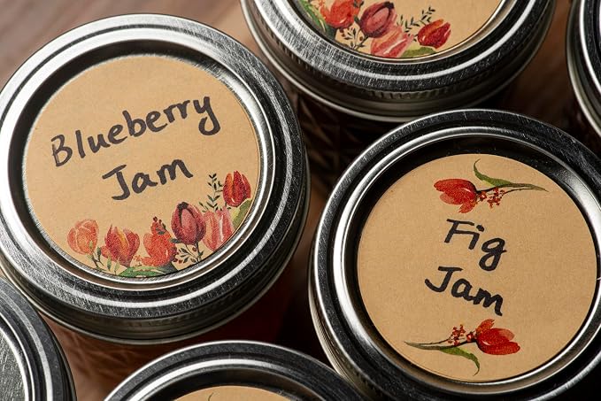 MONEST (500pc/Roll) 2" Stickers for Jars and Lids | Pantry, Mason Jar, Canning, Spice, and Bottle Labels (Red Tulip 2")