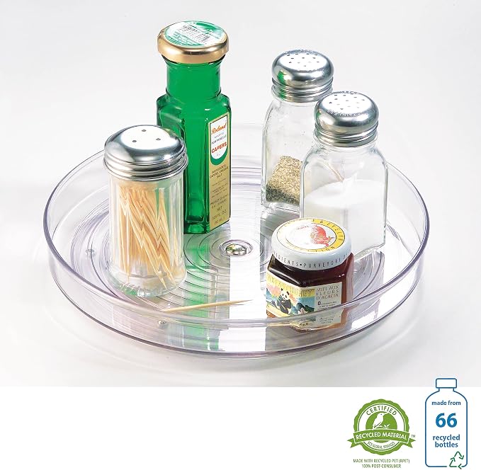 iDesign 9-Inch Lazy Susan Organizer - Small Lazy Susan Turntable for Cabinet or Pantry, 2 Count, Clear (Pack of 12)