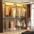 Aheaplus Industrial Pipe Clothing Rack, Reversible 6.75FT Clothes Rack for Hanging Clothes, Heavy Duty Garment Racks, Wall Mounted Closet Wardrobe Racks, Corner L Shaped Walk-in Closet System, Black