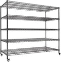 AIRAJ 55”W Storage Shelves Heavy Duty | Rolling Wire Rack with Wheels | 5 Tier Wire Shelving | 3250 LBS Metal Shelving | Garage Shelving Units and Storage | Adjustable Layer Height | 55”W×18”D×73”H