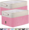 BALEINE 2 Pack Fabric Closet Storage Bins for Shelves, Linen Closet Organizers and Storage, Decorative Baskets for Organizing, Shelf, Clothes, Home, Office (Pink, 12"x8"x8")