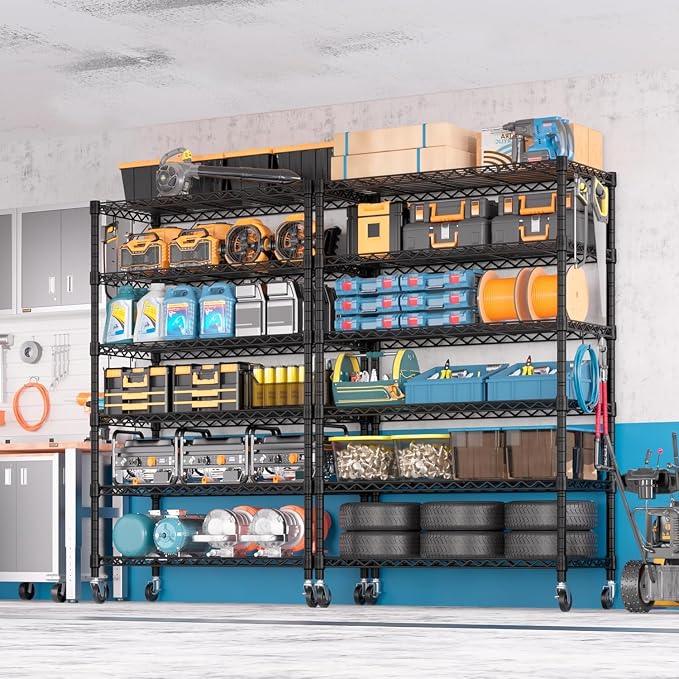 PrimeZone 6 Tier 36'' W X 18'' D X 78'' H Wire Shelving with Wheels 1500lbs Storage Shelves NSF Listed Heavy Duty Metal Shelf Adjustable Rolling Rack Easy Assembly for Home Kitchen Garage Pantry
