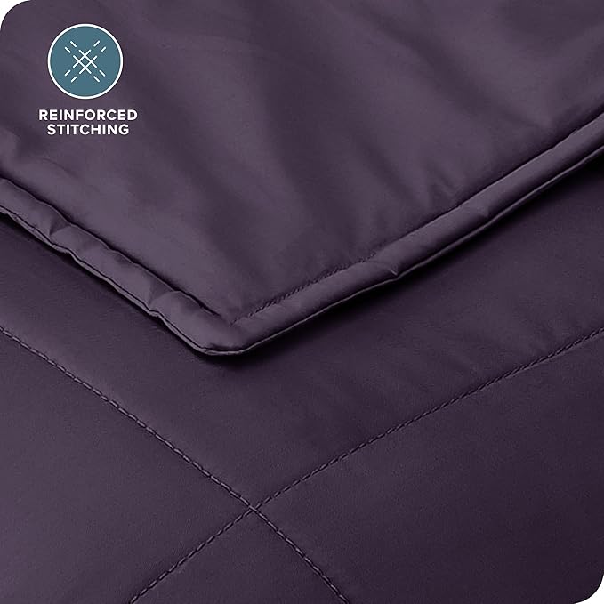 Bare Home Weighted Blanket King Size 25lb (80" x 87") for Adults - All-Natural 100% Cotton - Premium Heavy Blanket Nontoxic Glass Beads (Eggplant, 80"x87")