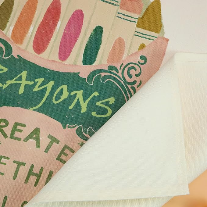 Classroom Wall Flag Decor-Teacher Gift-Inspirational Back to School Wall Banner Decor-Crayons Create Something-Hanging Rectangular Canvas Banner for Classroom Teacher Office Reading Corner