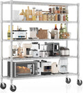 Homdox 5 Tier Heavy Duty Metal Wire Shelving with Wheels, 3000 lbs Capacity Garage Storage Rack, Rolling Industrial Storage, Adjustable Commercial Shelves for Kitchen, Warehouse, 18"x60"x82", Chrome