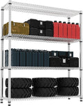 M MZG 4 Tiers Shelf 2640 lbs Steel Storage Shelving Utility Shelving Unit Steel Organizer Wire Rack for Home,Kitchen,Office,Garage Chrome 17.7" D x 47.2" W x 70.3" H