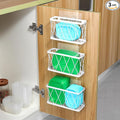 YIGII 3 Pack Adhesive Cabinet Door Organizer - Lid Storage Organizer for Tupperware, Wall Mounted Pantry Door Organizer Kitchen RV Storage Wall Under Sink Basket Slim Space, White Stainless Steel