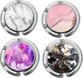 Bosketo Foldable Purse Hook Womens Bag Table Hanger Collection Desk Hooks for Purse (4pack Beautiful Marble Hook)
