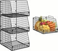 Jakyitvi 3 Pack XXL Stackable Wire Baskets, Large Storage Bins for Onion, Potato, Vegetable, Fruit, Snack, Pantry Baskets for Kitchen Cabinet Countertop, Pantry Organizers and Storage Solutions