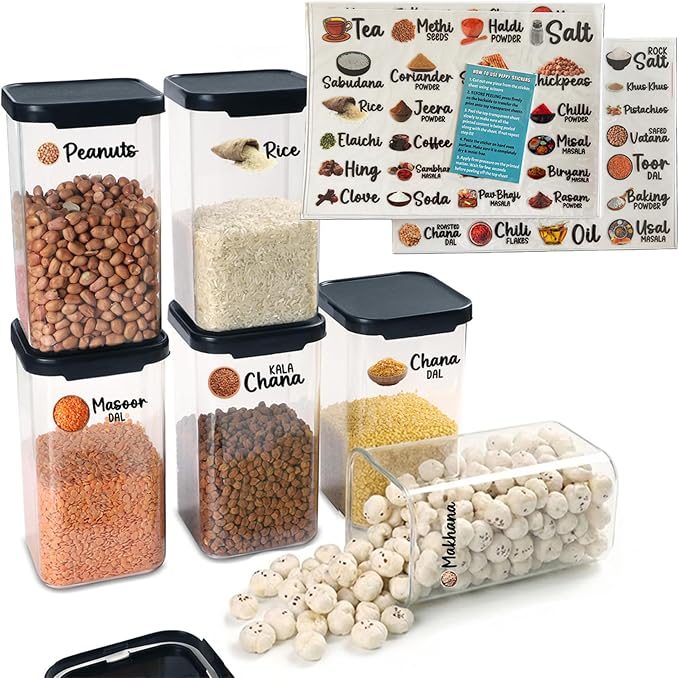 Indian Kitchen Labels Set, 116 Labels, South Asian Spice and Pantry Organization Stickers