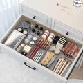Expandable Drawer Storage Box with 6 Removable Dividers - 2.04" Depth for Light Drawers, Kitchen Utensils, Cosmetics, Office Supplies Organizer (10.43" Length, 20.27" Width)