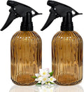 Glass Plant Spray Bottle, 13.5oz Refillable Plant Mister Bottle, 2 pcs Handheld Water Spray Bottle with Adjustable Mist Nozzle for Outdoor Gardening, Indoor Flowers, Cleaning, Hair & Pets Care (Brown)