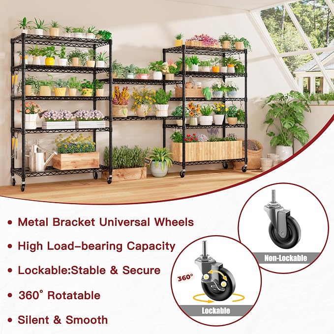 PrimeZone 6 Tier 36'' W X 18'' D X 78'' H Wire Shelving with Wheels 1500lbs Storage Shelves NSF Listed Heavy Duty Metal Shelf Adjustable Rolling Rack Easy Assembly for Home Kitchen Garage Pantry