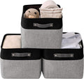 DECOMOMO Storage Bins, Extra Large Fabric Storage Baskets for Shelves, Decorative Linen Closet Organizer, 15.8 x 12.5 x 10 inches (Grey & Black, 3 Pack)