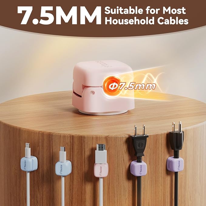 6Pack Rotatable Cord Organizer,Spring Cable Clips Desk Cable Management Cord Holder Adhesive Phone Charger Cord Clips for Home Office Car Wall Nightstand Accessories, Multicolor