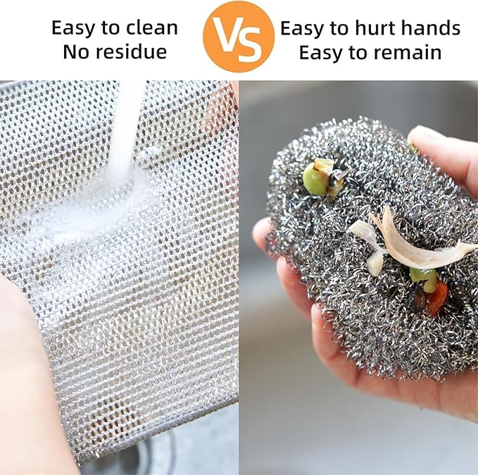 KOOCE Non Scratch Dish Wash Cloth for Kitchen Reusable Non Scratch Wire Dish Cloth Multipurpose Wire Dishwashing Rags for Wet and Dry Cleaning Scrubber Dish Cloth (12 Pcs [Single Layer])