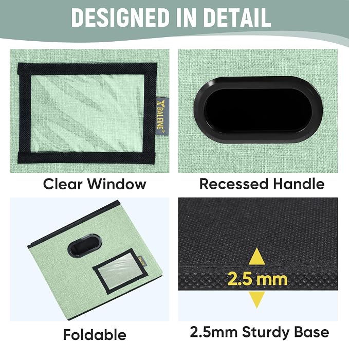 BALEINE File Organizer Box with Lid, Collapsible File Folder Organizer with Plastic Slide, Filing Box for Office Home Document Organizer Storage (Green, 1PK)