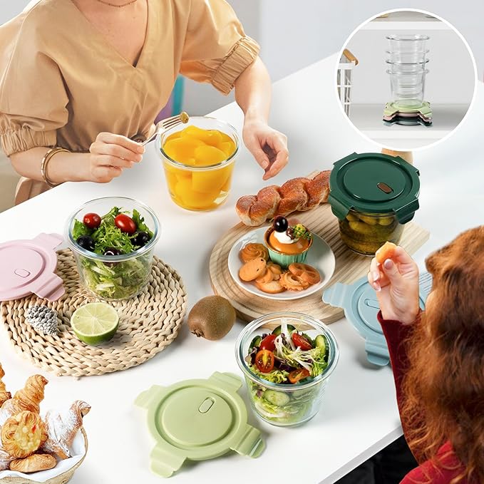 Freshmage 3Cup/23oz Glass Meal Prep Containers with Vented Lids, 6 PACK | Airtight丨Heat-Resistant丨BPA-Free丨Lunch Soup Leftover Food Storage丨Microwave Oven Dishwasher Freezer Safe丨Round