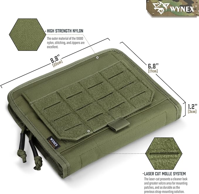 WYNEX Tactical Molle Admin Pouch, Laser-Cut, EDC Organizer Tool Pouch | Utility Organizer EDC Medical Bag, EDC Pocket Modular Pouch, Tactical Accessories EDC Pouch, Include U.S Patch