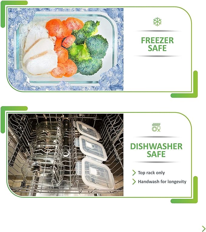 PrepNaturals 5 Pack 30 Oz Glass Meal Prep Containers - Dishwasher Microwave Freezer Oven Safe - Glass Storage Containers with Lids (Multi-Compartment) | Borosilicate Glass Meal Prep Containers - Airtight Leak-Resistant Lids, Microwave, Oven & Freezer S...