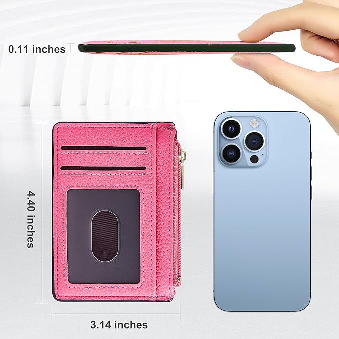 Tipmile Womens Credit Card Holder Wallet, Small Slim RFID Blocking Sleeve | Mini Tiny Cute ID Case, Minimalist Zipper Pocket Wallet, Thin Coin Purse, Mothers Gift