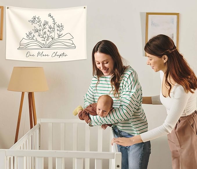 Classroom Wall Flag Decor-Teacher Gift-Inspirational Back to School Wall Banner Decor-One More Chapter-Hanging Rectangular Canvas Banner for Classroom Teacher Office Reading Corner-28.5x20 Inches