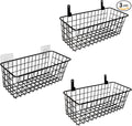 Joben Oligey 3 Set Hanging Wire Baskets ,Wall Mount Fruit Basket,No Drilling,Adhesive Small Metal Basket,Farmhouse Food Storage Mesh Bin Kitchen Pantry Laundry Bathroom Closet Garage RV ,Black